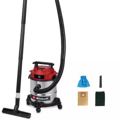 Einhell Aspirateur eaux et poussières TC VC 18121 180 mbar cuve de 12 avec suceur plat et brosse combinée filtre en mousse sac collecteur de poussière et sac filtrant - vue 1
