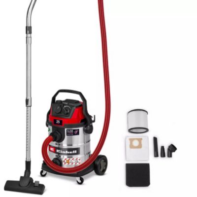 Einhell Aspirateur de chantier TC VC 2580 SACL 1 capacité d’aspiration 200 mbar cuve 25 classe de filtration filtre HEPA prise asservie avec sac et accessoires - vue 1