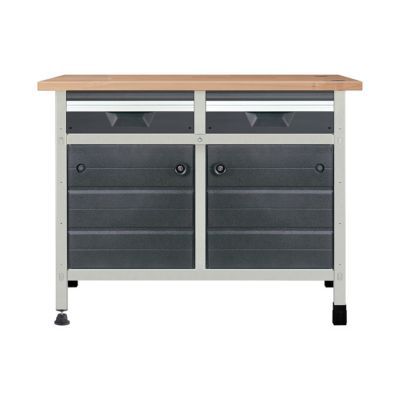 Etabli d'atelier Wolfcraft 113 cm 2 tiroirs + 2 portes