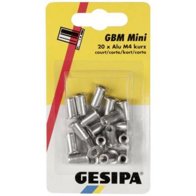 Gesipa 1433673 écrous à sertir en aveugle M6 lot de 8 acier tête plate et ronde.