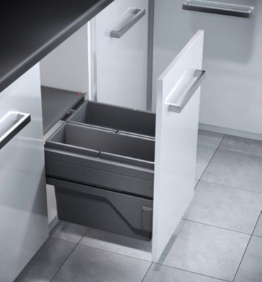 Poubelle de cuisine tri sélectif 2 bacs encastrable 21+17 Hailo Cargo