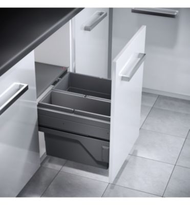 Poubelle de cuisine tri sélectif 2 bacs encastrable 28+17 Hailo Cargo