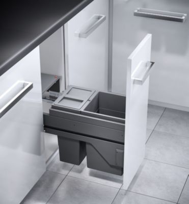 Poubelle de cuisine tri sélectif 2 bacs encastrable 15+10 Hailo AS Cargo