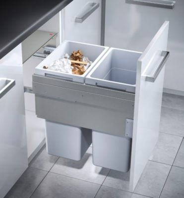 Poubelle de cuisine tri sélectif 2 bacs encastrable 38+38 Hailo Euro Cargo 500