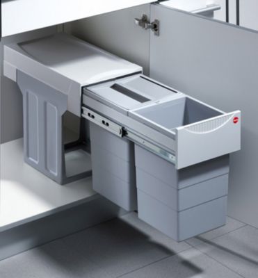 Poubelle de cuisine tri sélectif 2 bacs encastrable 15+15 Hailo Tandem