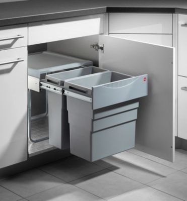 Poubelle de cuisine tri sélectif 2 bacs encastrable 30+19 Hailo Easy Cargo