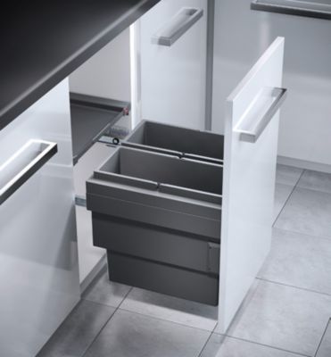 Poubelle de cuisine tri sélectif 2 bacs encastrable 18+18 Hailo Cargo Synchro
