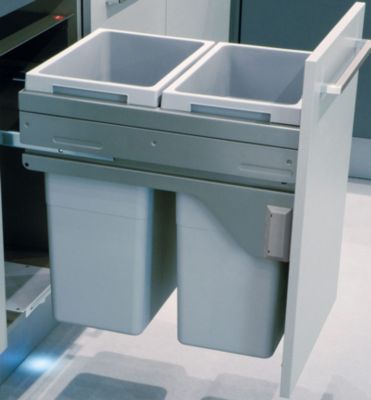 Poubelle de cuisine tri sélectif 2 bacs encastrable 38+38 Hailo Euro Cargo 450 Soft Close