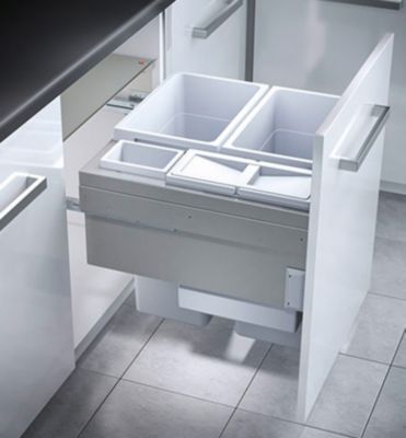 Poubelle de cuisine tri sélectif 4 bacs encastrable 38+38+12+2.5 Hailo Euro Cargo