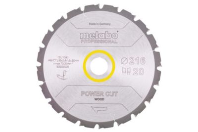 Metabo Lame Pro "Power Cut Wood" HW/CT 216x30, 20 WZ -5 degrés  pour scie circulaire
