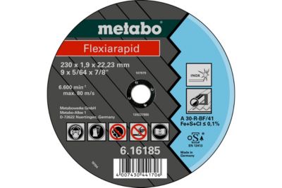 Metabo Meules de tronçonnage Flexiarapid 150x1 6x22 2 acier inoxydable