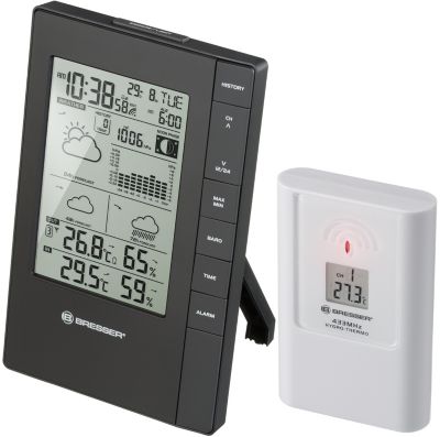 Station météo Bresser avec capteur extérieur et prévisions sur 3 jours, thermo-hygromètre, horloge radio-pilotée, alerte gel, écra