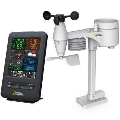 Station météo sans fil 5-en-1 National Geographic avec écran couleur, capteur extérieur pour température, humidité, vent, pluie, p