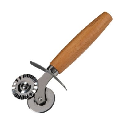 Fackelmann 31116 Roulette Coupe Pate, Roulette À Pâtisserie Et Cuisine, Decoupe Pate, Coupe Pate Double Embout, Ustensile Patisserie, Coupe Ravioli, Acier Inoxydable, Bois, 16 X 6,5 X 2 Cm