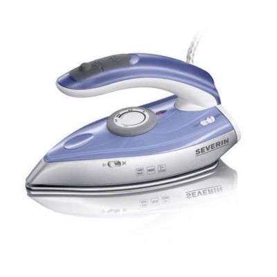 Fer à repasser de voyage Severin BA 3234 argent-bleu 1000 W, poignée rabattable et tension 115/230 V