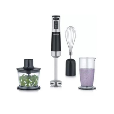 Mixeur plongeant 3-en-1 - SEVERIN - SM3772 - 600 W - Pied amovible - Mini Hachoir - Fouet - Gobelet 700 ml - Sans BPA - Noir /