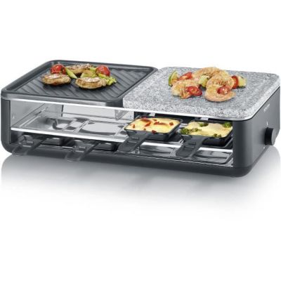 Appareil à raclette SEVERIN - RG2366 - Jusqu'à 8 personnes - Pierre naturelle et plaque de cuisson réversible - 1300W