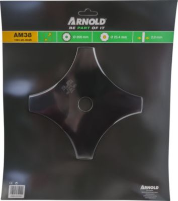 Arnold Lame de débroussailleuse 20 cm 4 dents alésage 25 4 cm