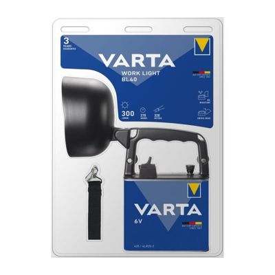 Projecteur de chantier Work Light BL40 6V avec pile VARTA incluse - lampe LED portable et orientable