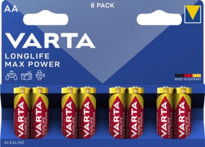 Pile alcaline AA (LR6) Varta Long-life Max Power, lot de 8