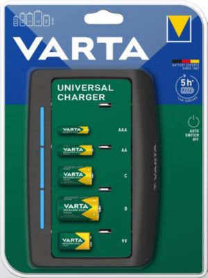 Chargeur universel Varta compatible piles 2 x ou 4 x AA, AAA, C, D ou 1 x 9 V (Ni-MH uniquement)