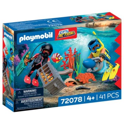 PLAYMOBIL Police plongeur 72078 - 41 pieces, bleu, scooter sous-marin
