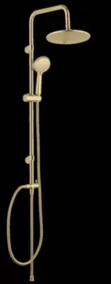 Colonne de douche sans robinetterie avec douchette + pomme de tête + barre réglable + flexible  doré  Wenko Young Line