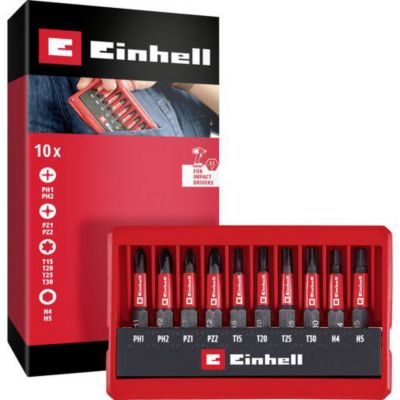 Einhell Impact Bit Taschenbox 10tlg 118653 Jeu dembouts 14 6.3 mm PH PZ TORX hexagonal