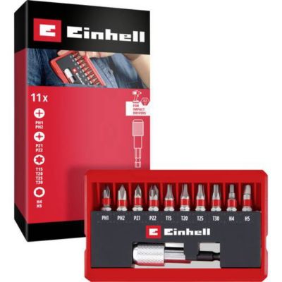 Einhell Bit Taschenbox 11tlg 118663 Jeu dembouts TORX PH PZ 6 pans intérieurs avec porte embout