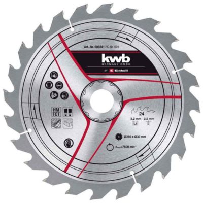 KWB by Einhell Lame pour scie sur table diamètre 250x30x3 2 mm 24 dents