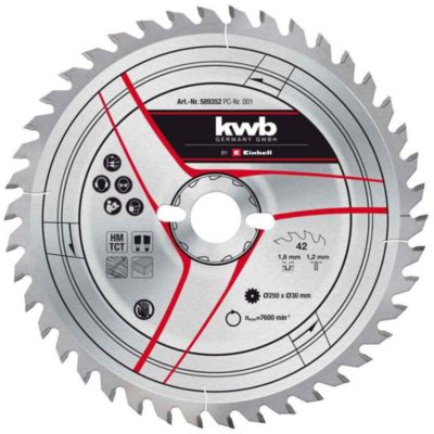 KWB by Einhell Lame de scie TCT fine pour scies à onglet et tables de sciage 250 mm 42 dents