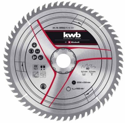 KWB by Einhell Lame pour scie sur table diamètre 250x30x3 2 mm 60 dents
