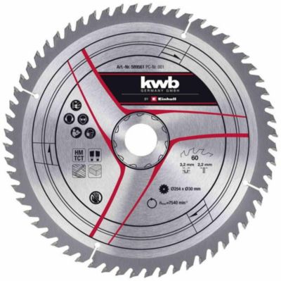 KWB By Einhell Lame pour scie sur table diamètre 254x30x 3,2 mm, 60 dents - vue 3