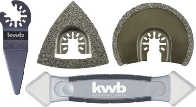 KWB by Einhell Set de 4 outils multifonctions pour le carrelage 1 râpe 2 lames de scie 1 grattoir