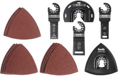 KWB by Einhell Set de 17 outils multifonctions pour bois métal et plastique 12 abrasifs et 5 lames