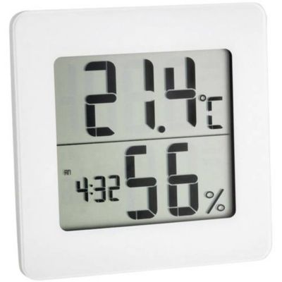 TFA Dostmann Thermo-hygromètre 30.5033.02 blanc - affichage température, humidité, heure et alarme - vue 3