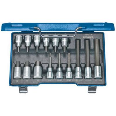 Jeu de douilles embouts Gedore 6129360 15 pièces entraînement 12" 12 5 mm pour travaux mécaniques courants