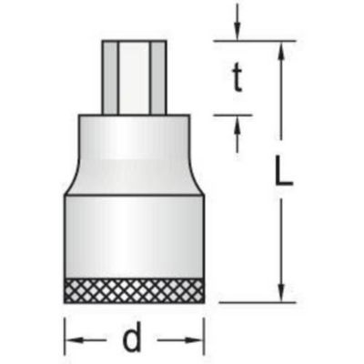Douille tournevis 6 pans intérieurs 19 mm IN 21 19 acier spécial longueur 90 mm