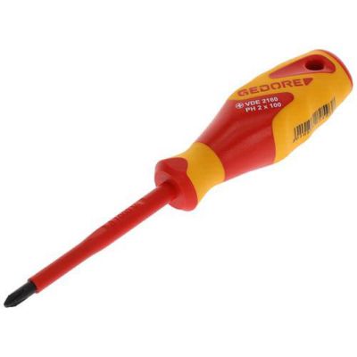 GEDORE Tournevis VDE cruciforme PH2 Tournevis isolé 1 000 V Longueur 210 mm Outil VDE 2160 PH 2 Acier