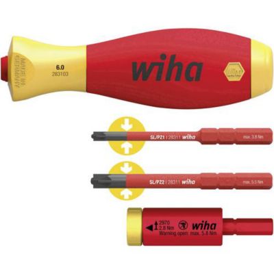 Wiha jeu dadaptateurs dynamométriques easytorque electric avec étui slimvario® et slimbits sl pz 4 pcs sous blister 41478