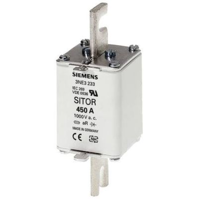 Insert fusible SITOR Siemens 3NE3227 NH1 aR 1000 V AC capacité de coupure 100 kA.