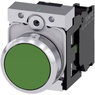 Bouton poussoir SIEMENS 3SU1150 0AB40 1BA0 22 mm métal plat 1NO - vue 2