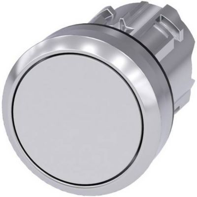 Bouton poussoir Siemens 3SU1050 0AB60 0AA0 avec collerette métal et finition brillante - vue 2