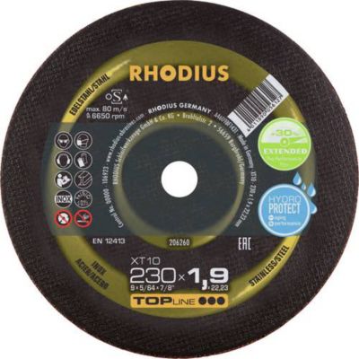 Rhodius 206260 disque à tronçonner 230 mm extra fin 1 9 mm pour acier inoxydable et acier