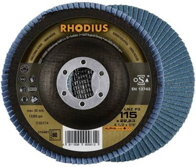 Rhodius Pack de 5 disques à lamelles forme inclinée LSZ F3 PACK 115x22 23mm Grains 80