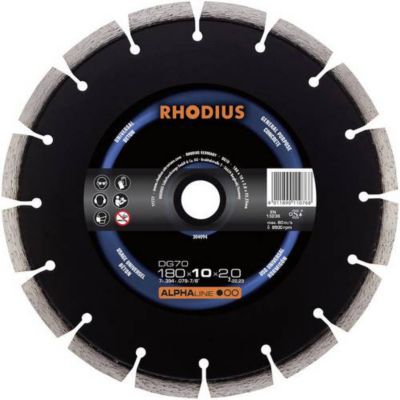 Rhodius DG70 304094 disque diamanté 180 mm pour découpe béton alésage 22 23 mm