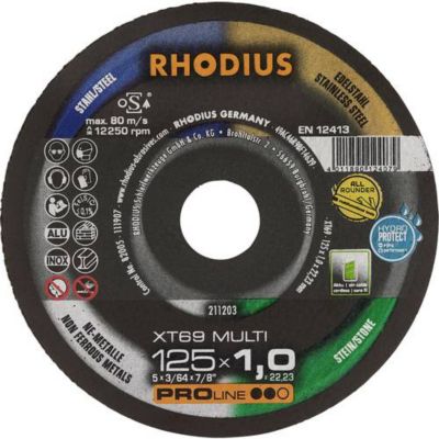 Rhodius XT69 BOX 211211 Disque de séparation inox 125 x 1 0 x 22 23 mm lot de 10