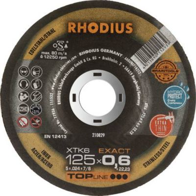 Rhodius XTK6 EXACT BOX 211302 Disques de séparation extra fins 125 x 0 6 x 22 23 mm boîte de 10