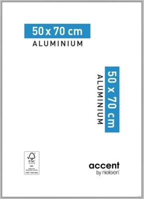 Cadre photo aluminium argent mat Accent l.50 x H.70 cm