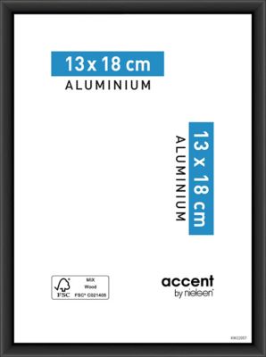 Cadre photo aluminium noir Accent l.13 x H.18 cm